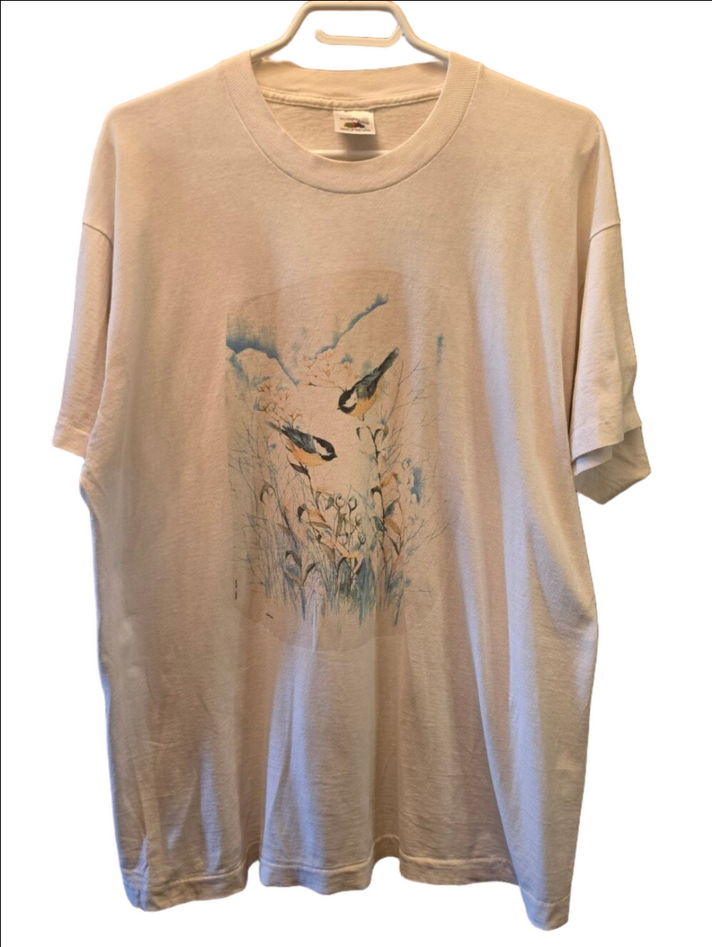 Vintage 90s Bird Nature T-Shirt XL Single Stitch Made in Canada Cottagecore
